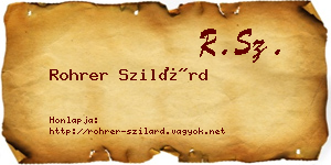 Rohrer Szilárd névjegykártya